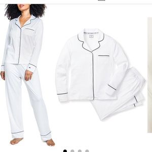 Women's White Pajama Set with Black Trim